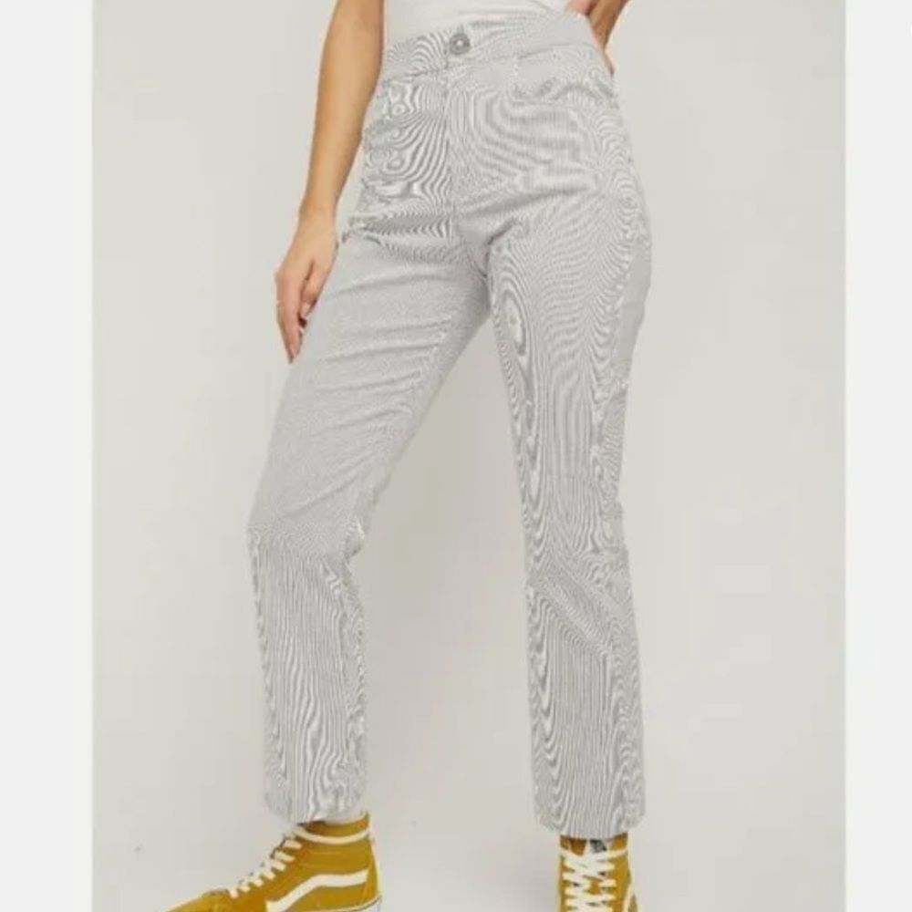 Free People Striped Florence Crop Railroad High Rise Pants Size Small